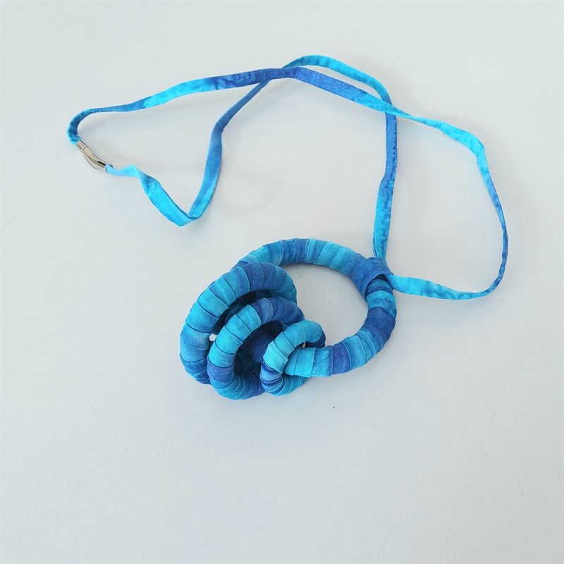 Blue fabric pendant necklace with gift box by 2minty studio Small Market
