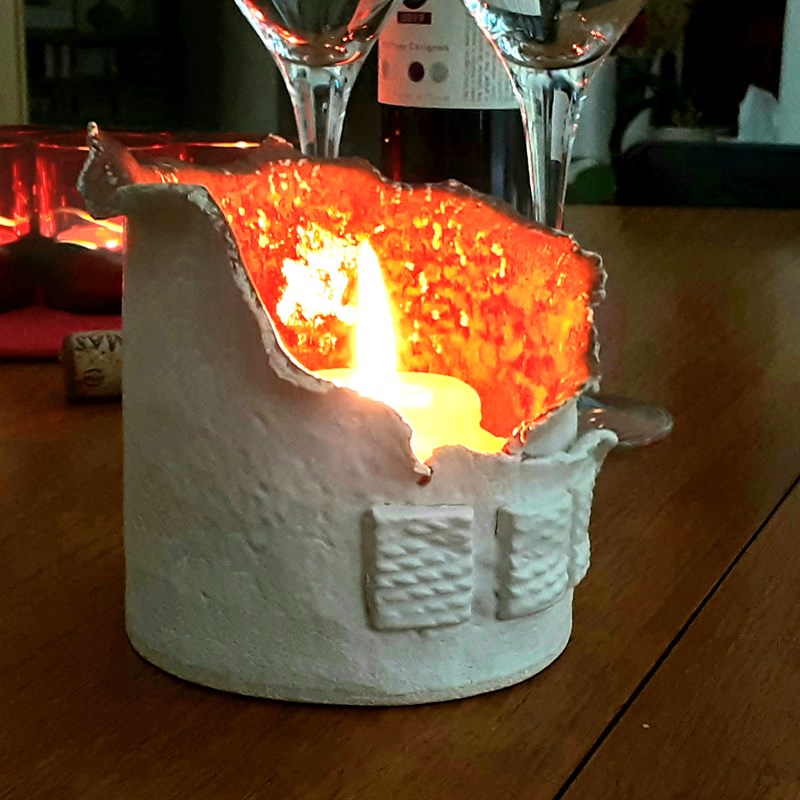 Burnt orange ceramic candle holder by 2minty studio Small Market