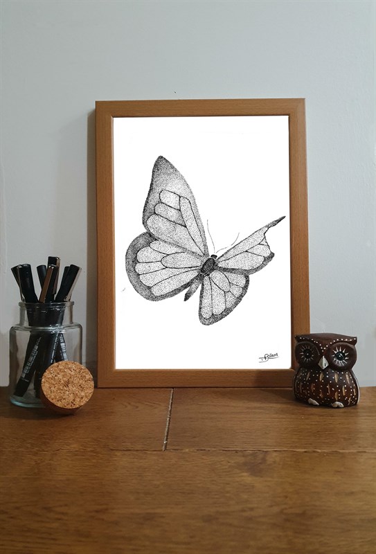 Butterfly Pointillism Art Print by Deslignes.Despoints - Small Market