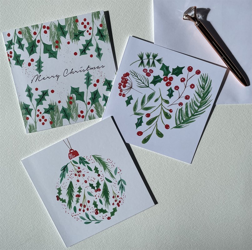 Christmas Pack Of Greetings Cards by Elizabeth Amy Art Small Market
