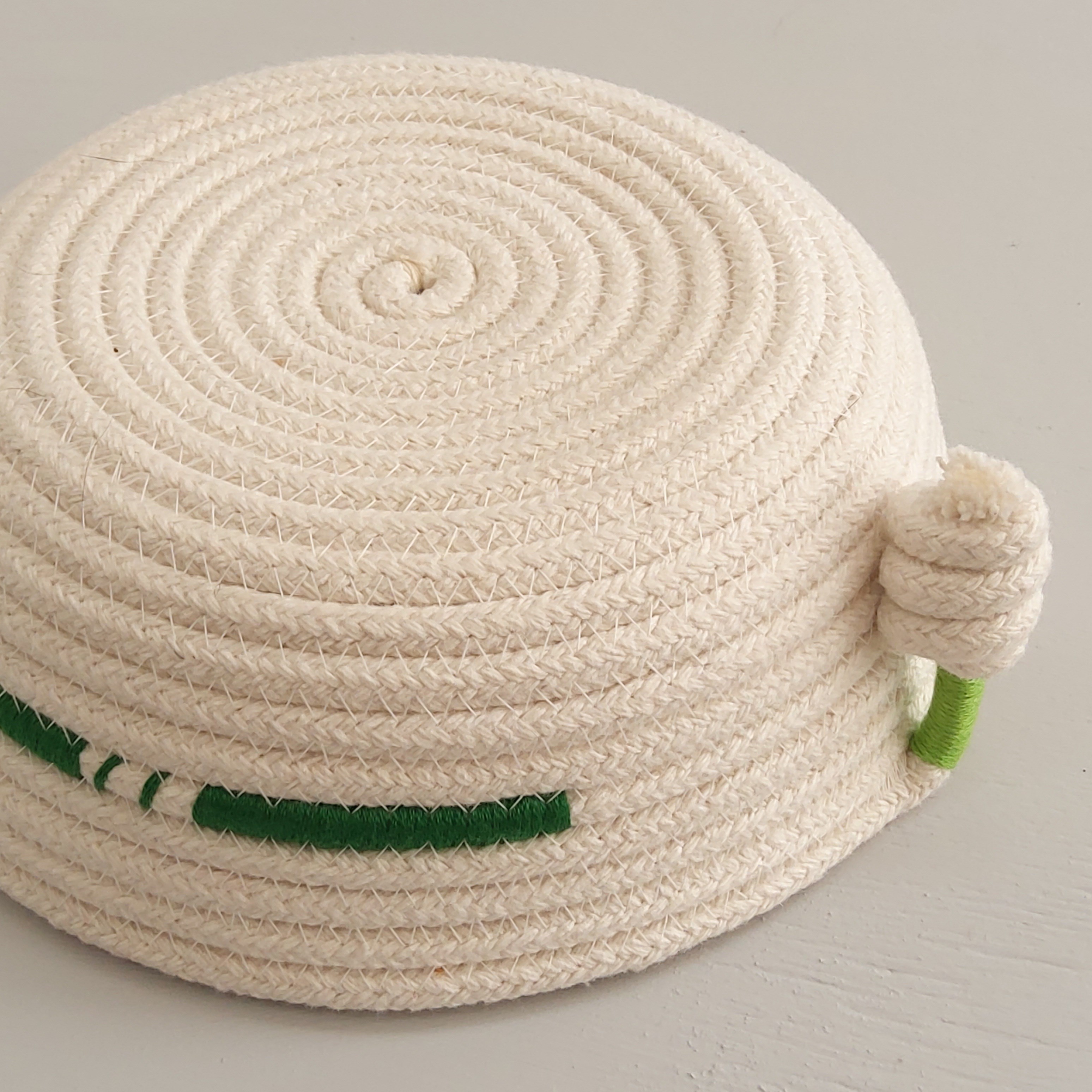 Cotton rope bowl with green trim by 2minty studio Small Market
