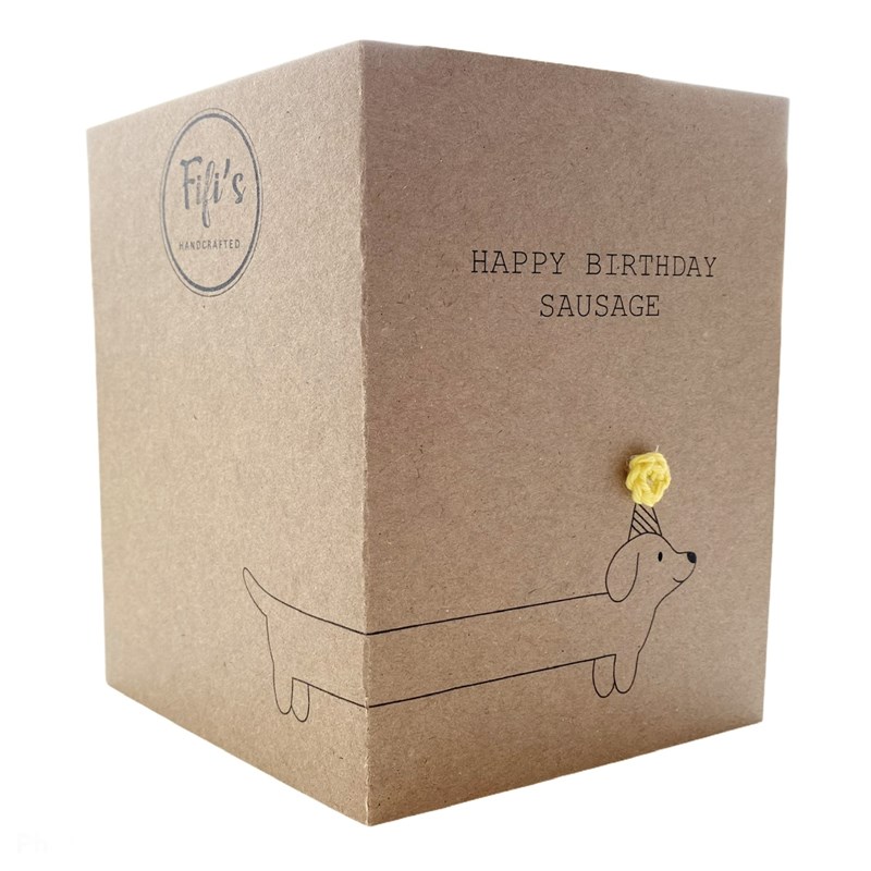 Funny Sausage Dog Birthday Pun Card by Fifi’s Handcrafted Small Market