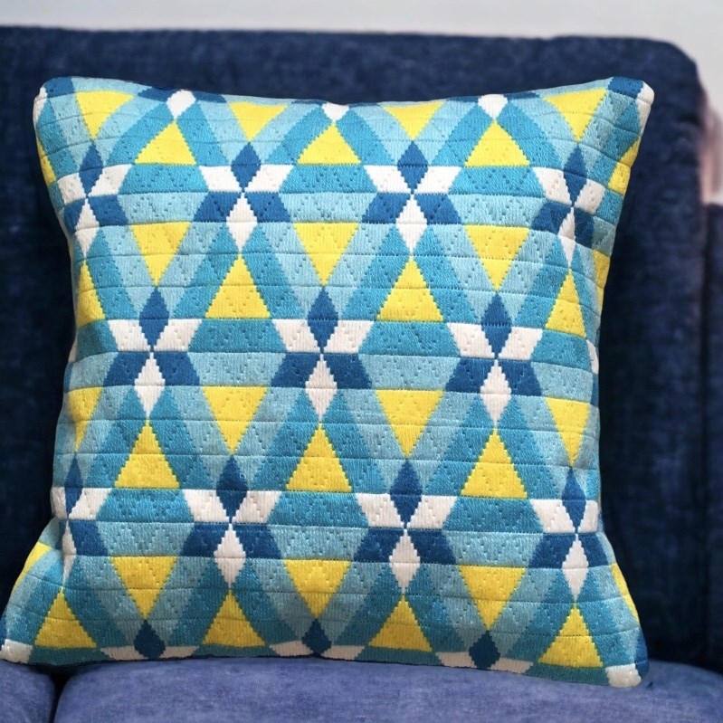 Geometric Pattern Needlepoint Cushion by Colourful Cushions UK Small