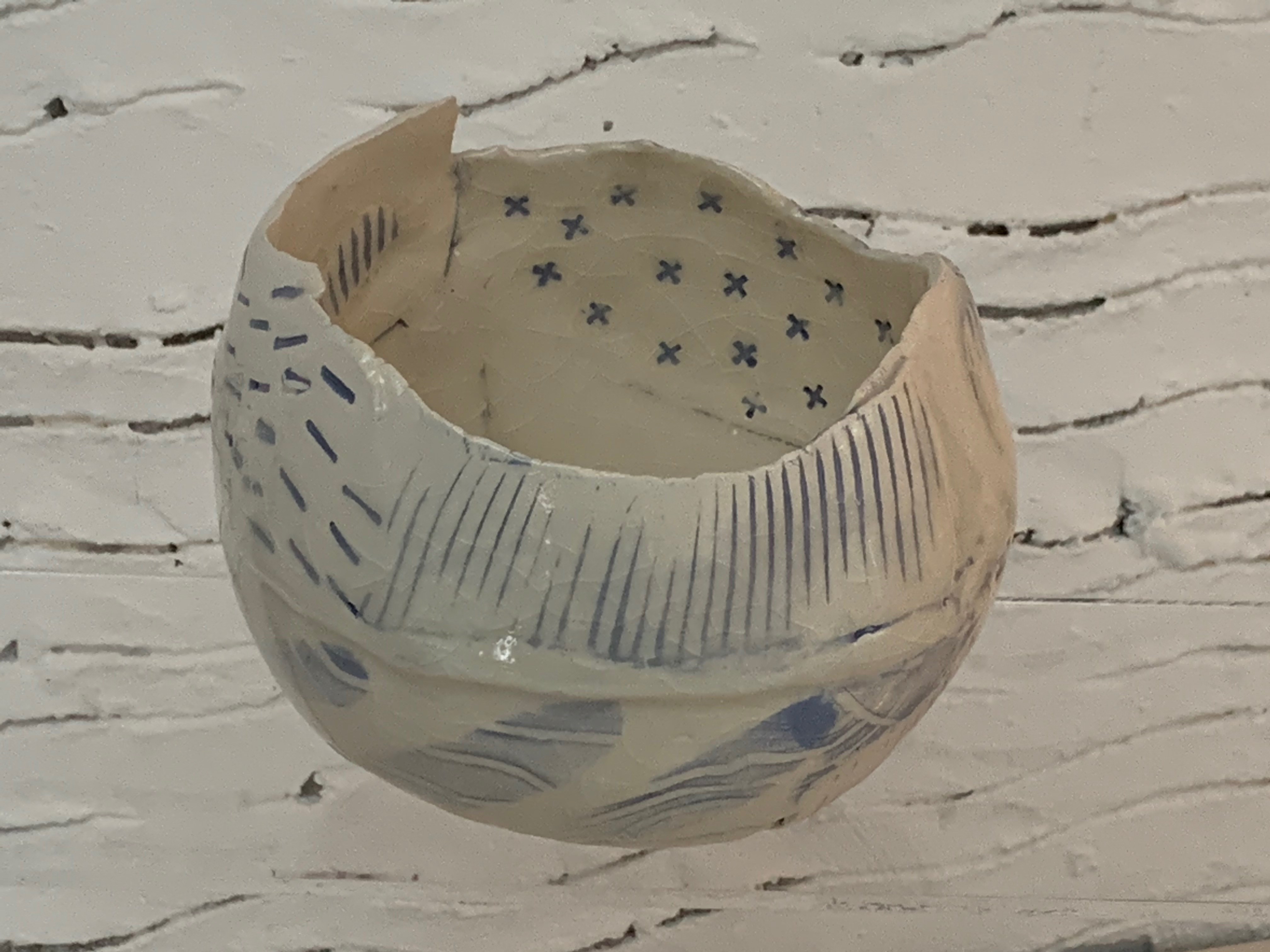 Handmade ceramic bowl crackled glaze by Shelley Wood Studio Small Market