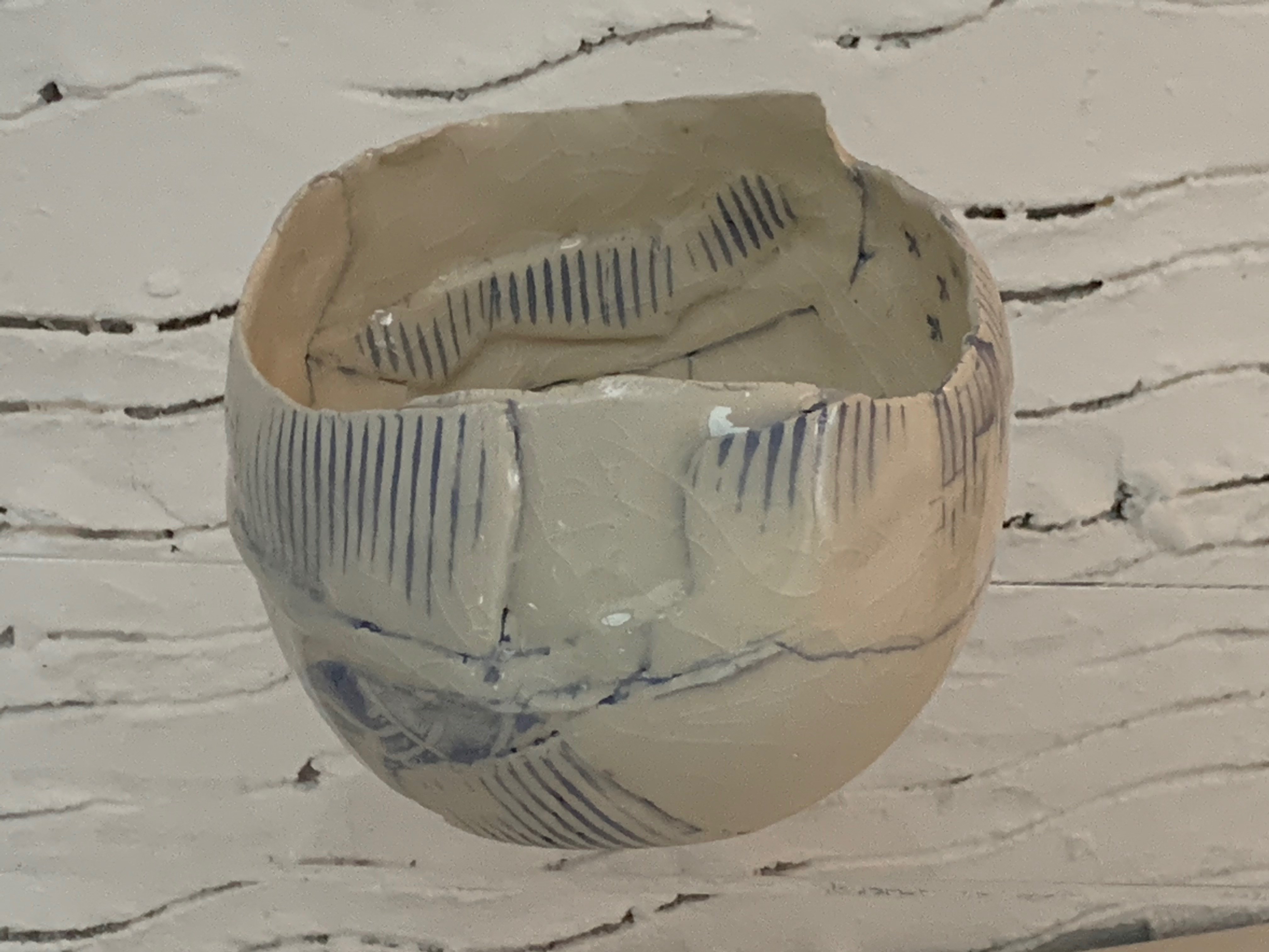 Handmade ceramic bowl crackled glaze by Shelley Wood Studio Small Market