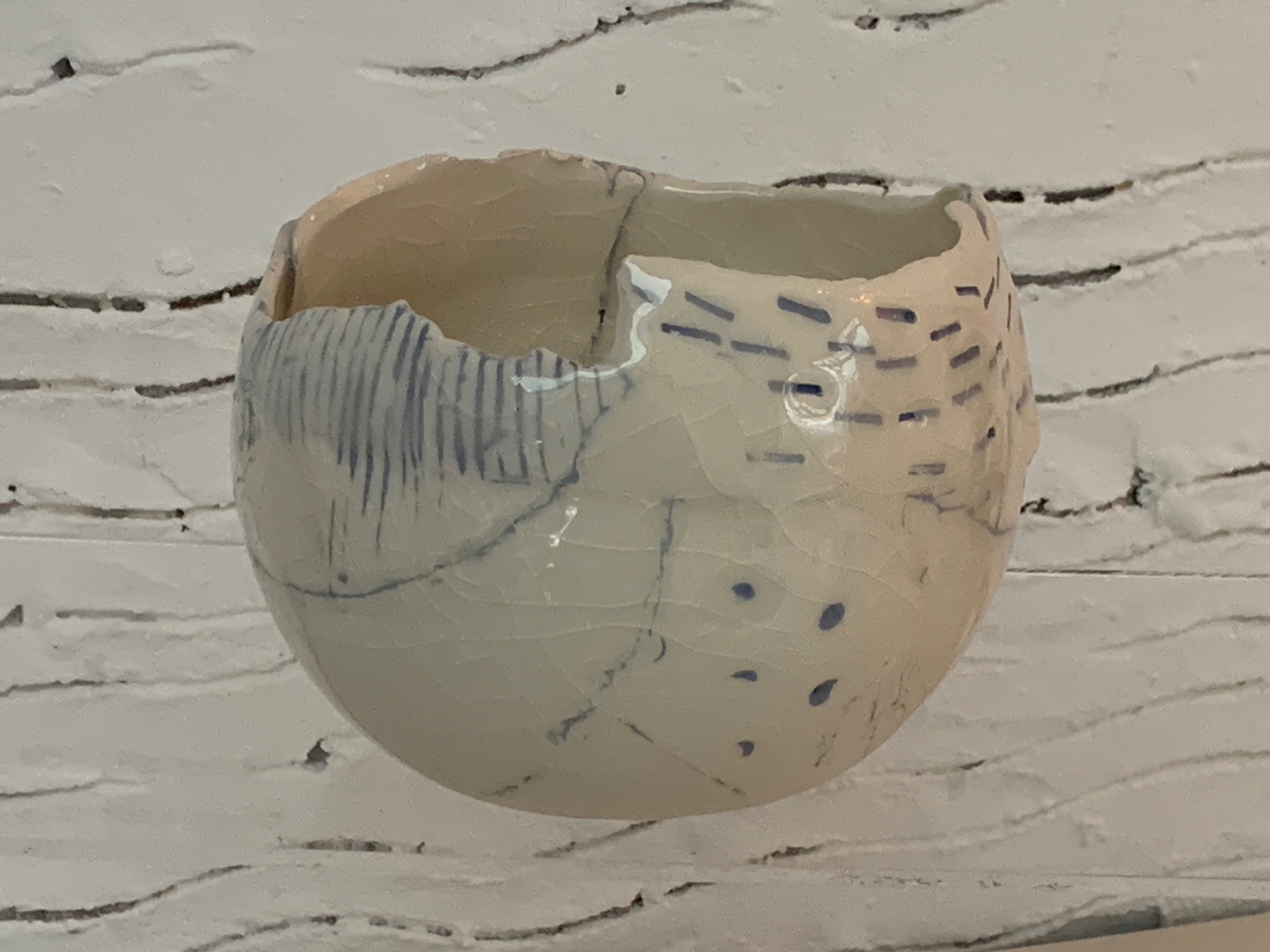 Handmade ceramic bowl crackled glaze by Shelley Wood Studio Small Market