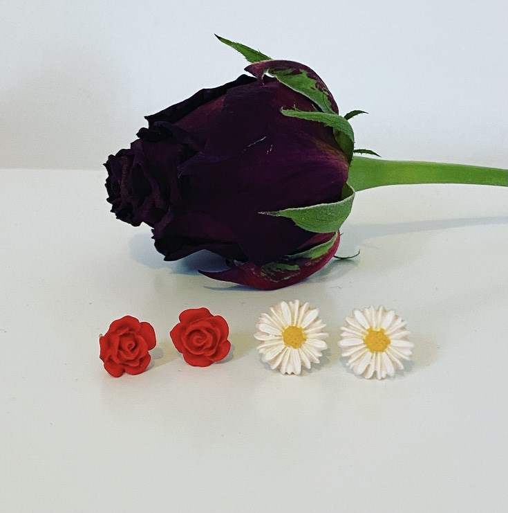 Handmade polymer clay flower stud earrings by SCMCreations20 Small Market
