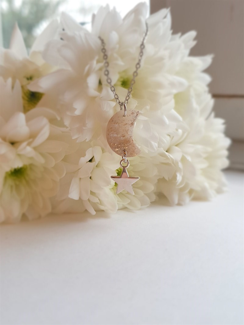 L U N A N E C K L A C E Faux White Quartz Crystal By Trinkets Small Market