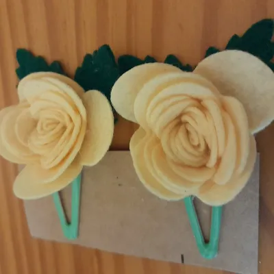 2 Felt Rose hair clips hair accessories. 2