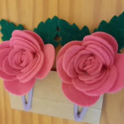 2 Felt Rose hair clips hair accessories. 3