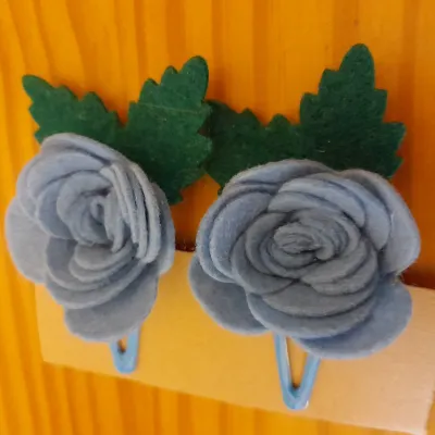 2 Felt Rose hair clips hair accessories. 4