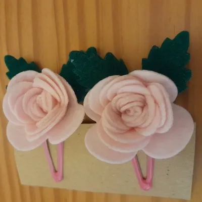 2 Felt Rose hair clips hair accessories. 5