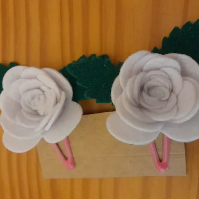 2 Felt Rose hair clips hair accessories. 7