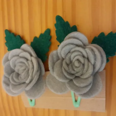 2 Felt Rose hair clips hair accessories. 9