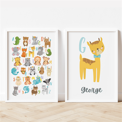 2pce Personalised Name Alphabet Prints by The Fox Prints Co.