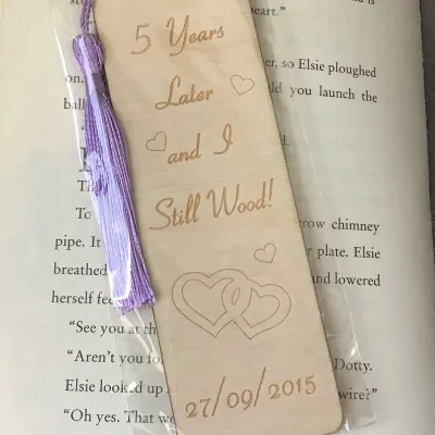 5th wedding anniversary wooden bookmark, 2