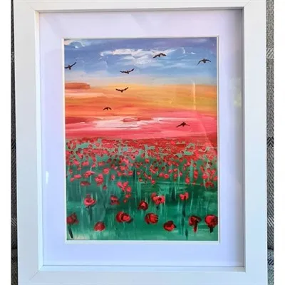 A print of poppy landscape oil painting