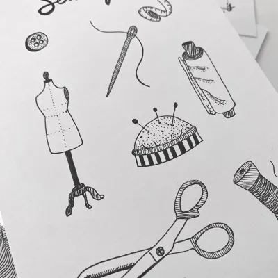 A5 Small Sewing Illustration Hand Drawn 3