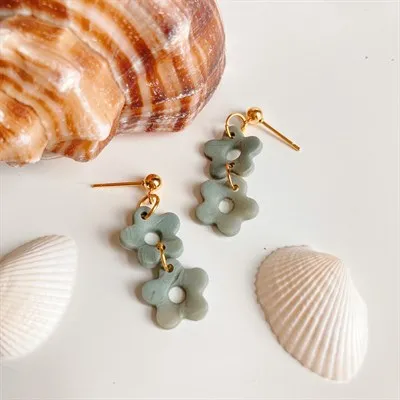 Aquamarine flower dangle earrings