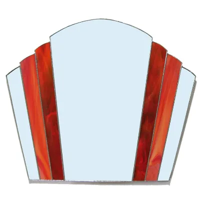 Art Deco 1930s vintage style orange fan mirror