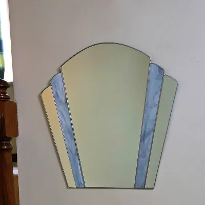Art Deco fan grey stained glass mirror