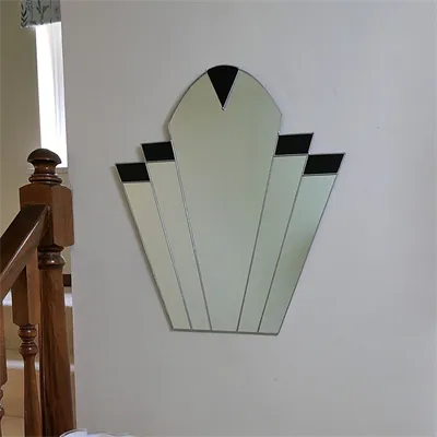 Art Deco 1930s vintage style wall mirror  in black stained glass