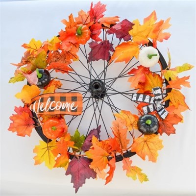 Autumn Leaves And Pumpkins Wreath by Reworked Customs