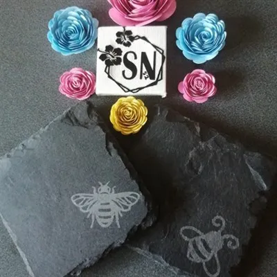 Bee design slate coasters