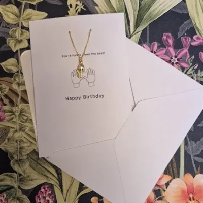 Birthday card, with necklace. Hands down 1