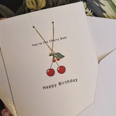 Birthday card, with necklace. You&#39;re 3