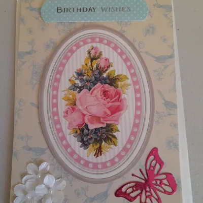 Birthday wishes Flowers  hand made card. 2