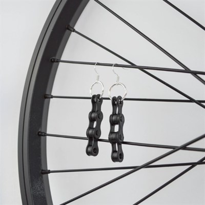 Black Chain Link Dangle Earrings by Reworked Customs
