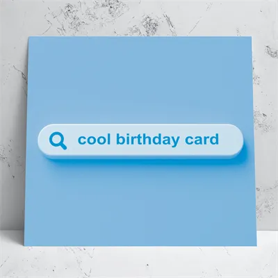 Blue Cool Search Birthday Card 1