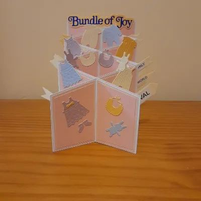 Cascade folded Bundle of joy baby card. 1