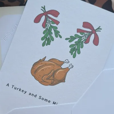 Christams Card, Turkey And Mistletoe 3