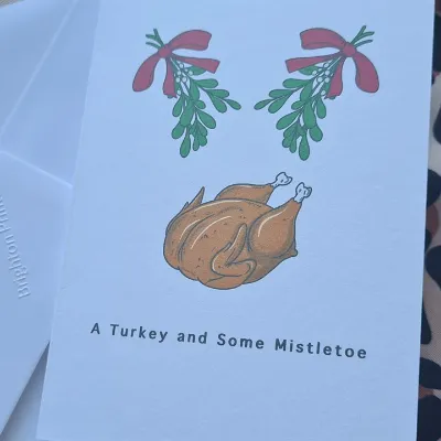 Christams Card, Turkey And Mistletoe 4
