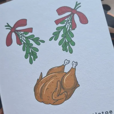 Christams Card, Turkey And Mistletoe 5