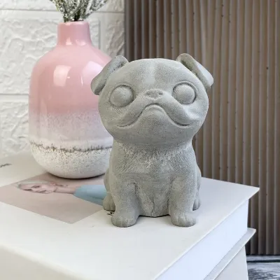 Concrete Pug Dog Statue 7