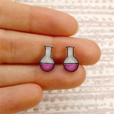 Round Bottom Flask Science Chemistry Earrings