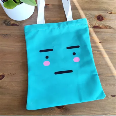 Cotton Aqua Cute Zipped Tote Bag 3