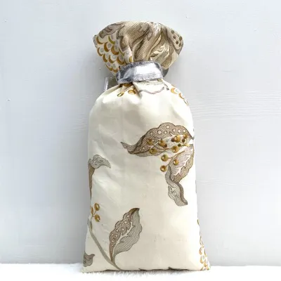 Cream Gift Bag - Gold Floral Embroidery Back 5