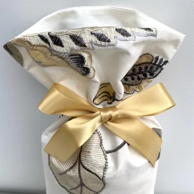 Cream Gift Bag - Grey Floral Embroidery 2