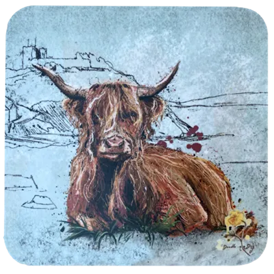 2/6 The hairy highland cow. Animal & Criccieth Castle Coasters