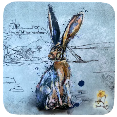4/6 The Hare found in the Fields of Criccieth. Animal & Criccieth Castle Coasters