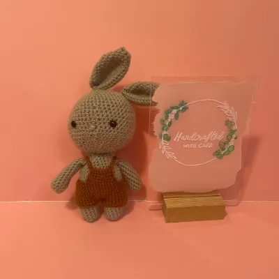 Crochet bunny in overalls 1