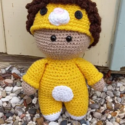 Crochet doll in lion outfit 4