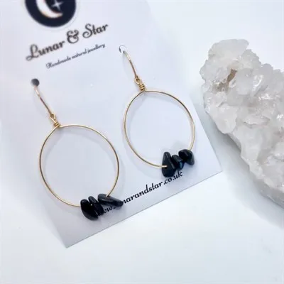 Obsidian crystal earrings