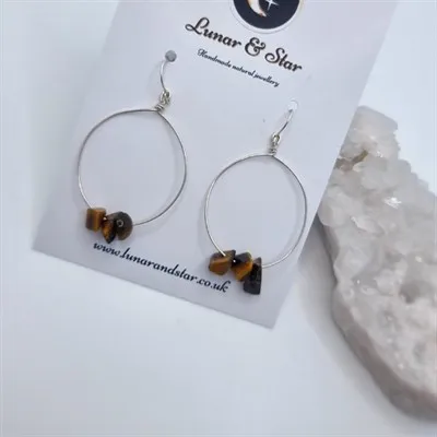 Tigers eye crystal hoop earrings