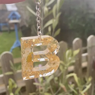 Custom resin letter keyring