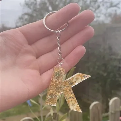 Custom resin letter keyring